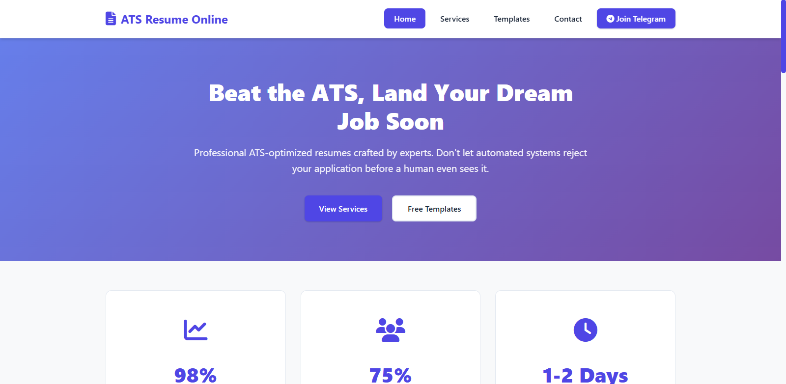 ATS Resume Online website preview